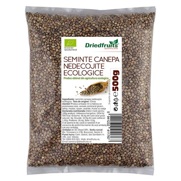 Seminte nedecojite canepa BIO Driedfruits – 500 g Dried Fruits Cereale & Leguminoase & Seminte